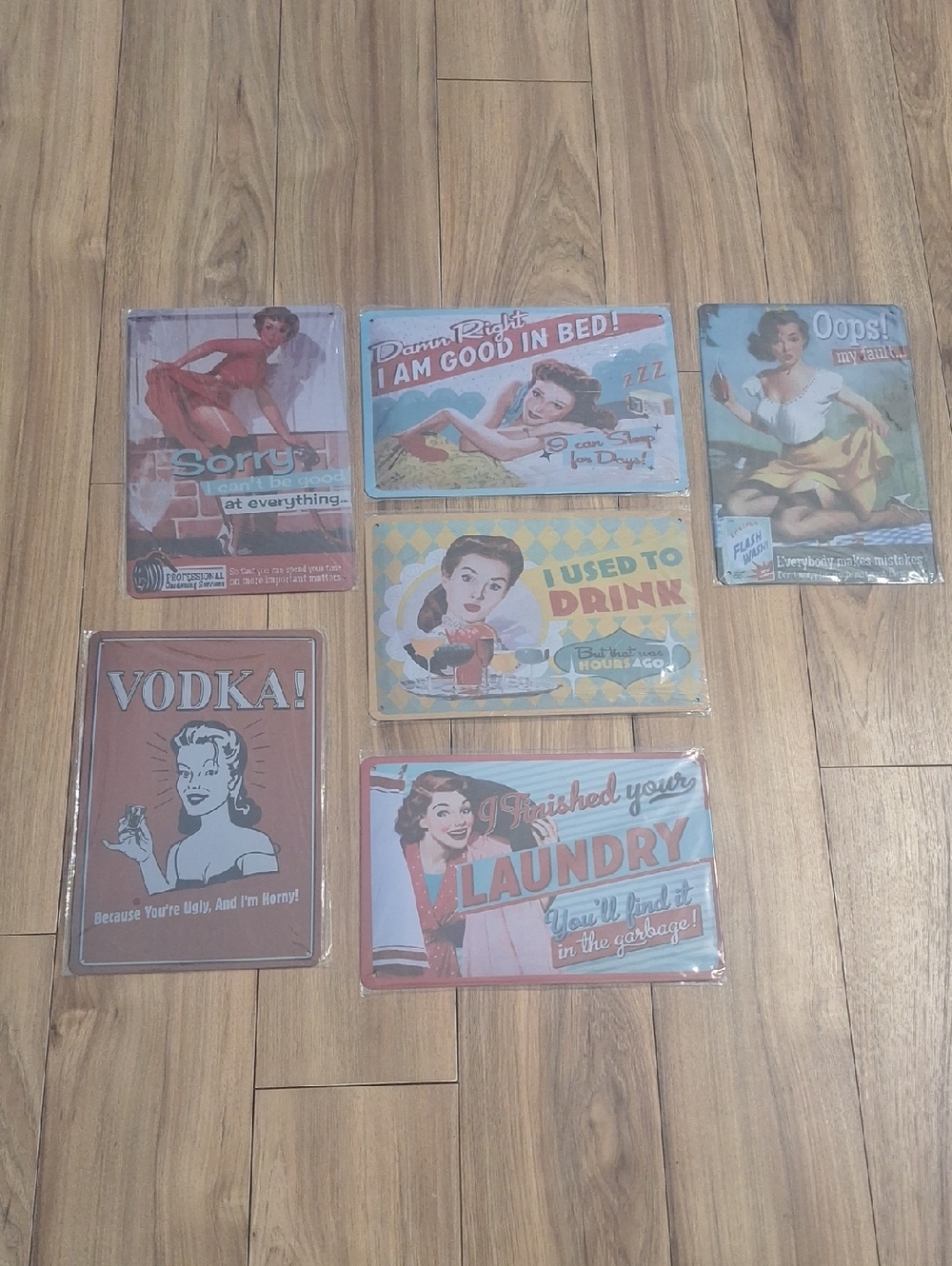 6 Metal Signs Vintage Raw Humor Designs